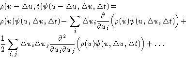 \begin{displaymath}
\begin{split}
 &\rho(u-\Delta u,t)\psi(u-\Delta u,\Delta u,\...
 ...igl(\rho(u)\psi(u,\Delta u,\Delta t)\Bigr) +\ldots
 \end{split}\end{displaymath}