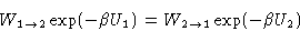 \begin{displaymath}
W_{1\to 2}\exp(-\beta U_1) = W_{2\to 1}\exp(-\beta U_2)\end{displaymath}